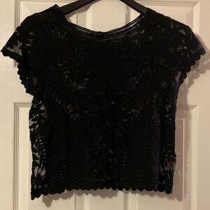 Express Black Lace Crop Top
